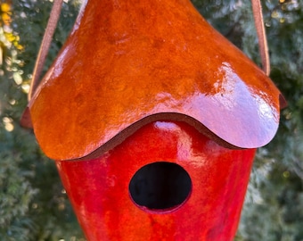 Apple with Hat Gourd Birdhouse, hat stained Natural with clean out!
