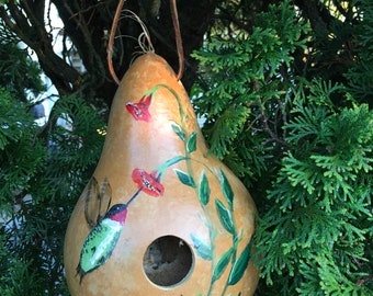 Hand Painted Gourd Birdhouse Hummingbird