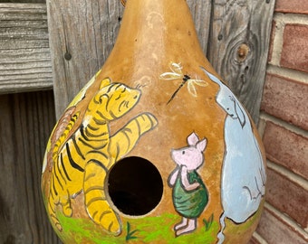 Hand Painted Gourd Birdhouse Vintage Winnie the Pooh Honey Pot