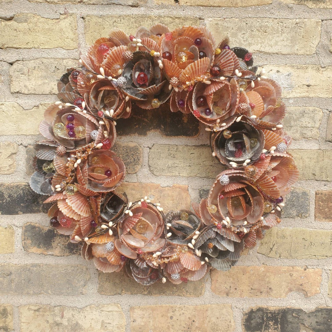 Handcrafted Shell Flower Wreath - Etsy