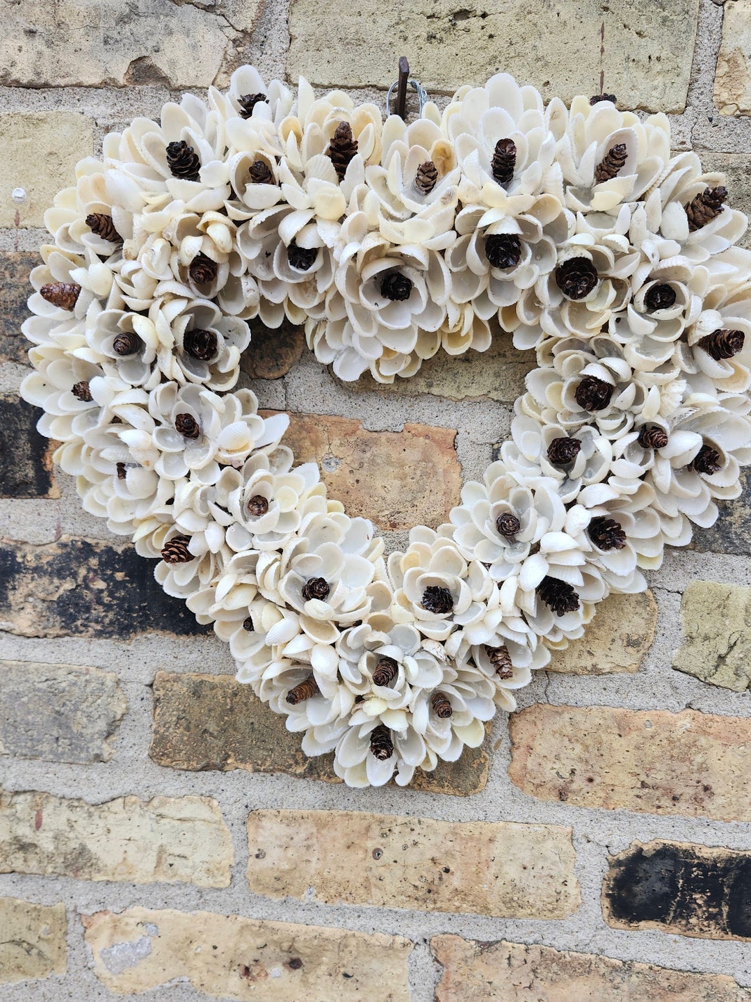 Handcrafted Florida Shell Flower Wreath Decor Heart - Etsy