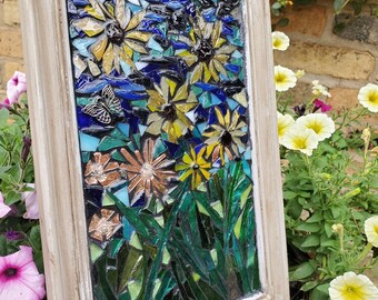 Handcrafted Stained Glass Floral Mosaic/Suncatcher