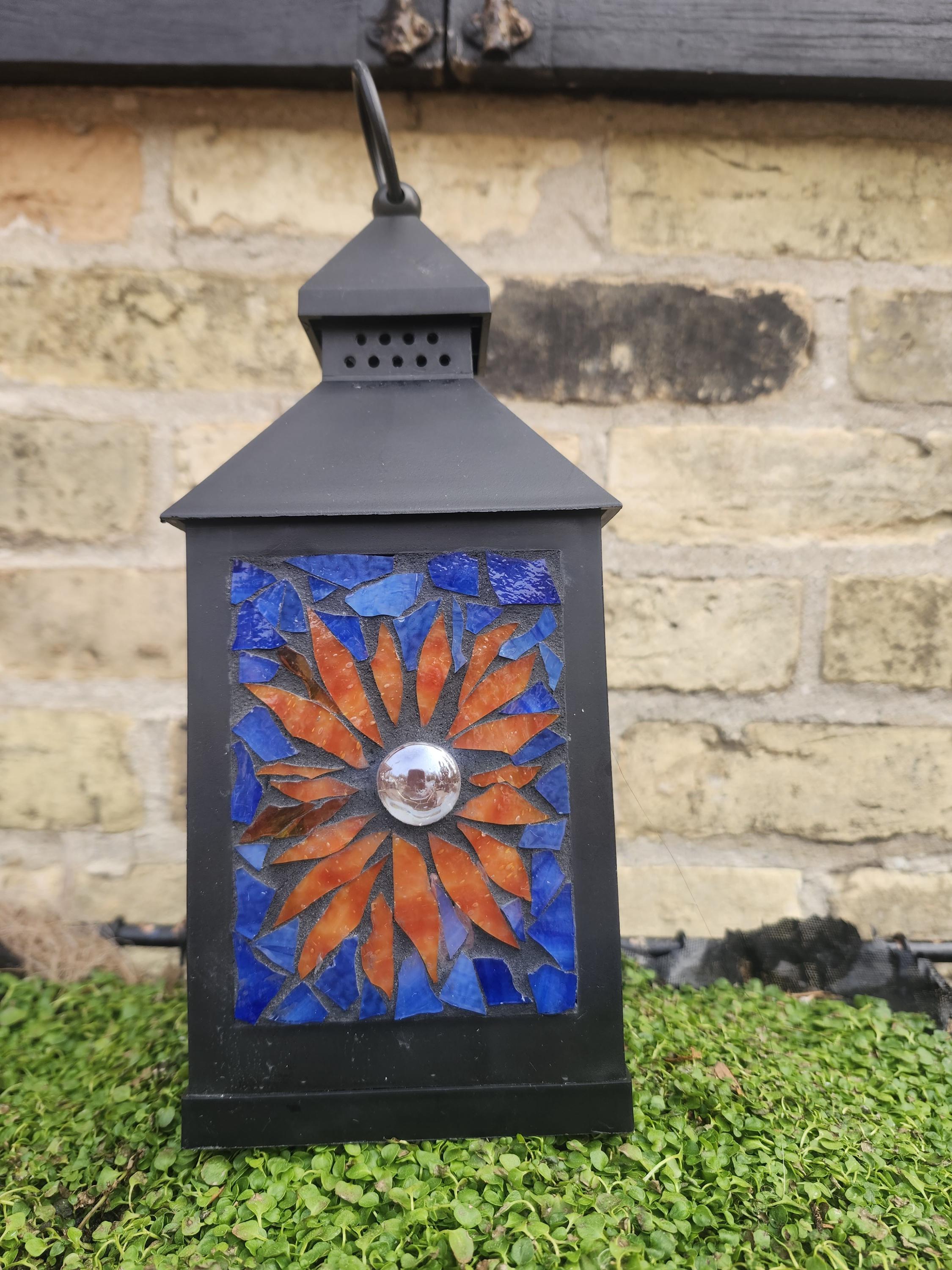 STAINED GLASS LANTERN SHADE 風花 Handcrafted Stained Glass Garden Lantern - Etsy