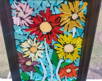 Handcrafted Stained Glass Field of Flowers