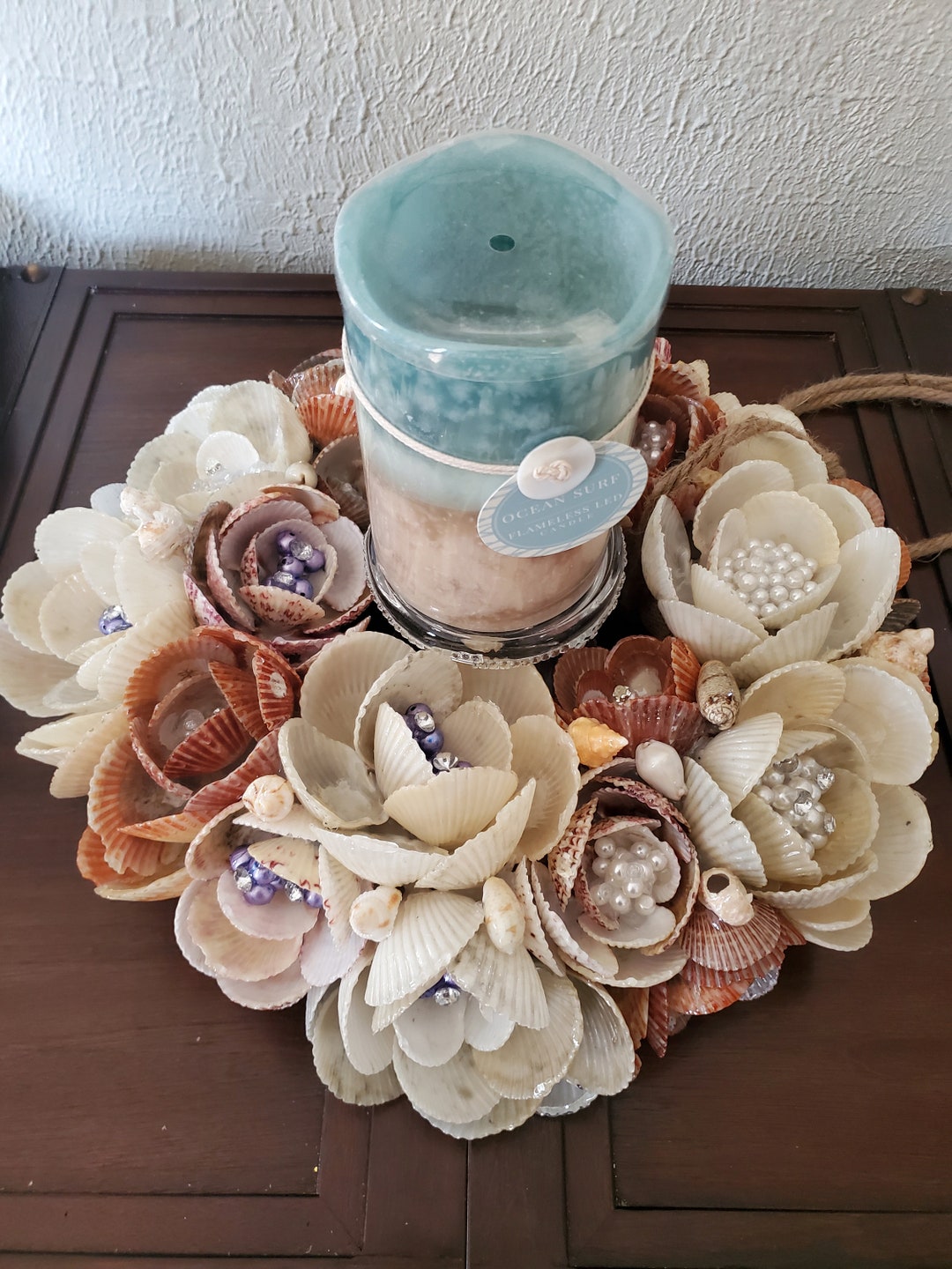 Handcrafted Shell Flower Wreath-centerpiece - Etsy