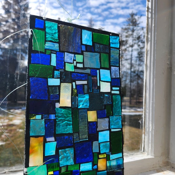 Handcrafted Stained Glass Mosaic Suncatcher Panel