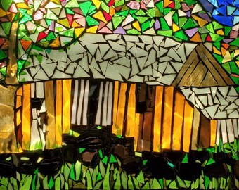 Handcrafted barn suncatcher / mosaic