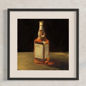 Printable Art Still Life Digital Prints, Alla Prima Oil Painting Whiskey Art- Downloadable Print From Home Art