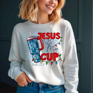 Gesù riempie la mia tazza di Natale PNG / Design di sublimazione cristiana / Download digitale a 400 DPI / Design natalizio basato sulla fede / Commerci