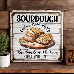 Sauerteig gebacken frisch täglich PNG | 400 DPI Digitaler Download | Rustikales Bauernhaus Küchen Schild & T-Shirt Design | Back Sublimation | Handgefertigt