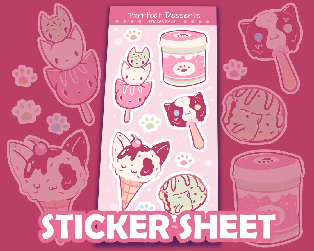 Purrrfect Sticker Purrfect Desserts Sticker Sheet - Etsy