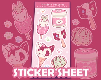Purrfect Desserts Sticker Sheet