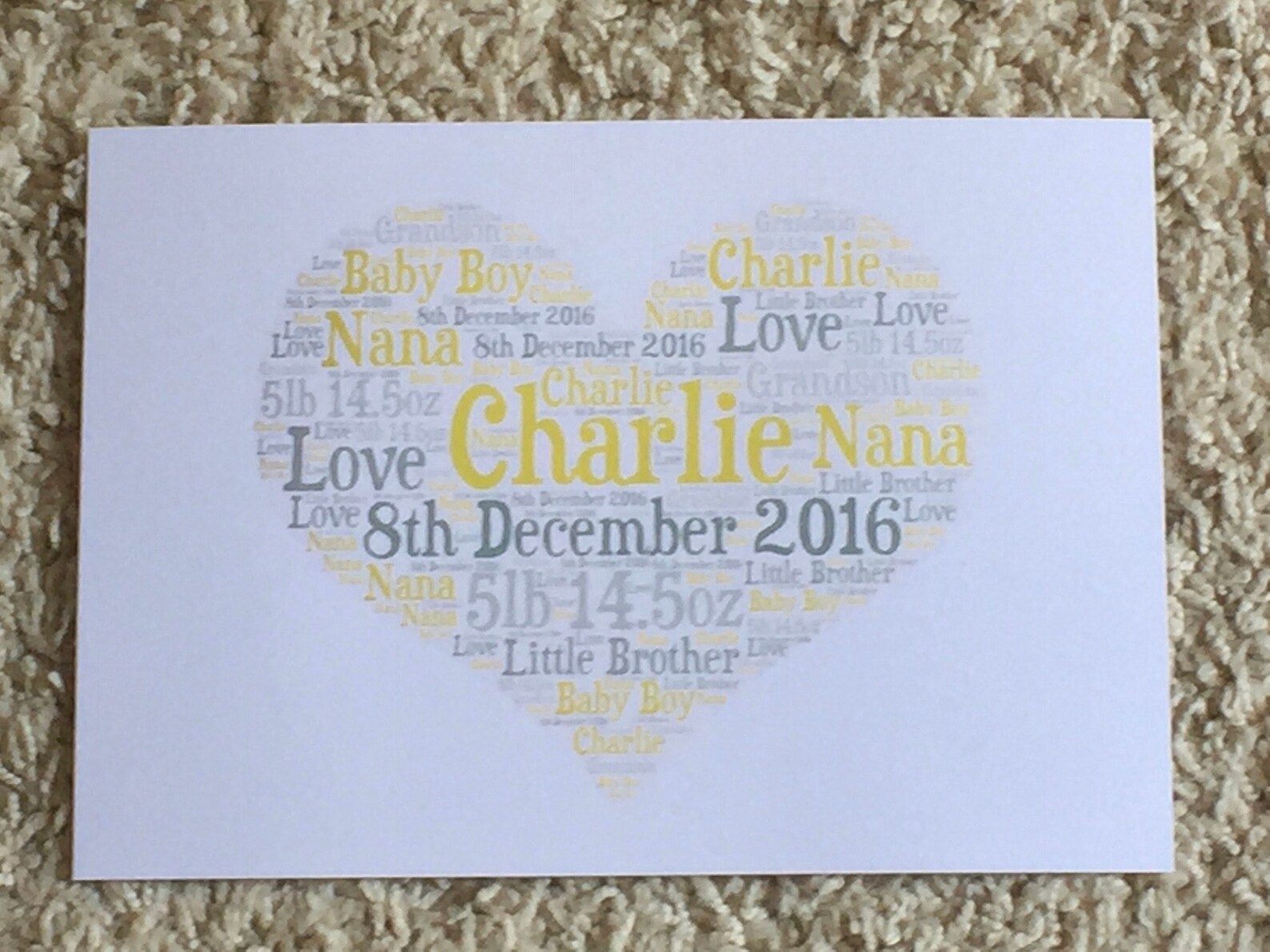 Heart Shape A5 Typography Word Art Personalised Card Choice - Etsy