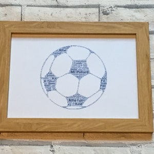 Sport Bild A4 Personalisierte Typografie Wort Kunst A4 Karte, Fussball,Rugby, Cricket Basketball, Laufen, jede Form/Farbe, Ihre eigenen Worte.