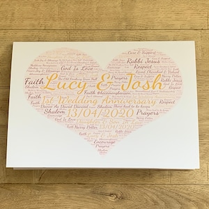 Hartvorm A5 typografie woordkunst gepersonaliseerde kaart, kleurkeuze, woordkeuze, valentijnskaart, trouwkaart, jubileumkaart.