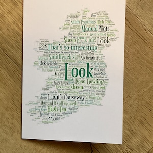 Shaped Typography Word Art A4 Personalised Card, Choice of Colour/s, Choice of Words, Choice of Shape, Birthday Card, Leaving Card