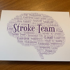 Word Art A5 en forme de typographie, carte personnalisée A5, couleur(s) au choix, mots au choix, forme au choix, carte d'anniversaire, carte de départ
