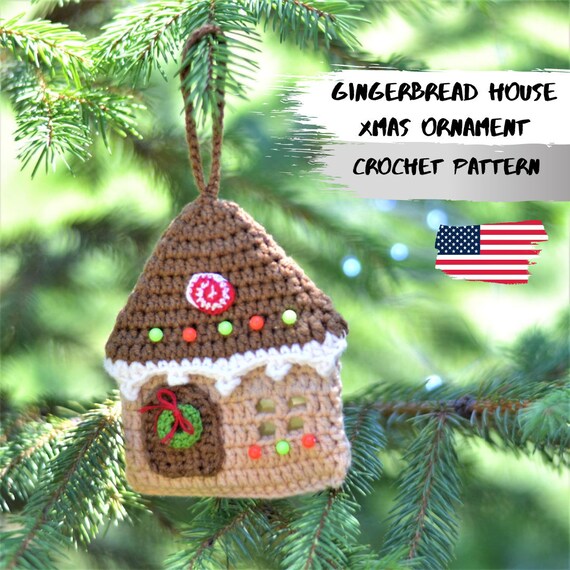 Christmas Crochet Ornament Gingerbread House CROCHET PATTERN | Etsy