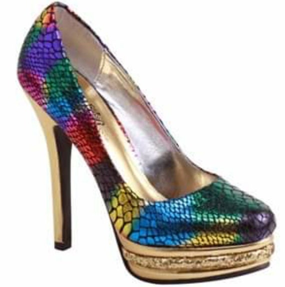 multicolor platform heels