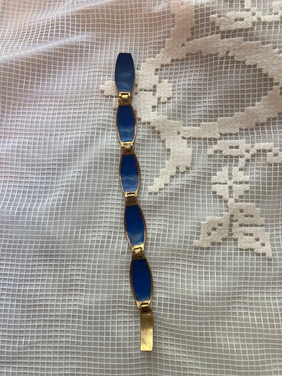 Vintage Cloisonne Link Panel Bracelet - image 2