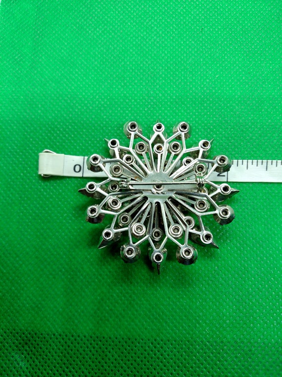 Beautiful Vintage Ice Blue Rhinestone Brooch Pin - image 3