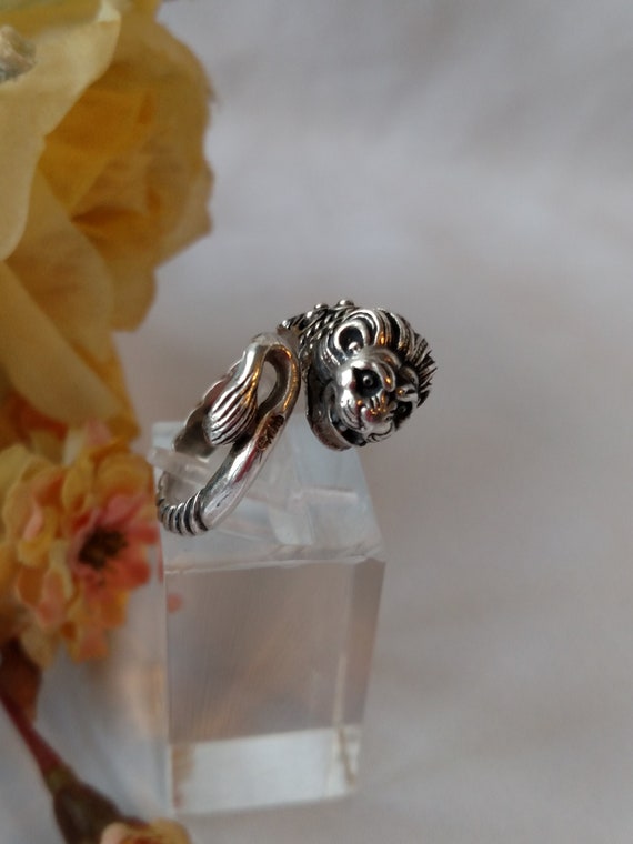 Vintage Sterling Silver Greek Lion Ring
