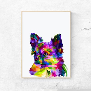 Geometric Colorful Chihuahua Dog Digital Download, Watercolor Dog Print, Watercolor Wall Art, Printable Animal Art, Large Dog Wall Poster