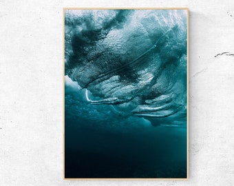 Underwater Crashing Waves Ocean Print, Underwater Print, Aqua Sea Photography, Breaking Waves, Ocean Art, Ocean Print, Printable Wall Art