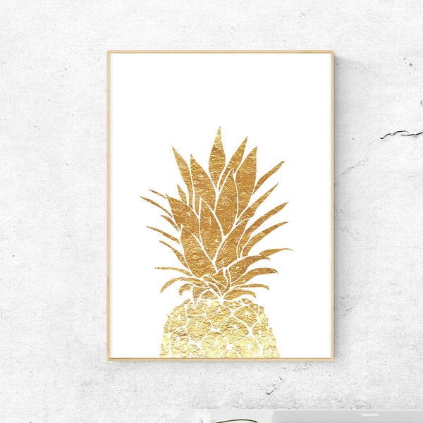 Pineapple Print, Tropical Printables, Gold Pineapple Printable, Pineapple Nursery Print, Pineapple Wall Art, Gold Pineapple, Pineapple Art