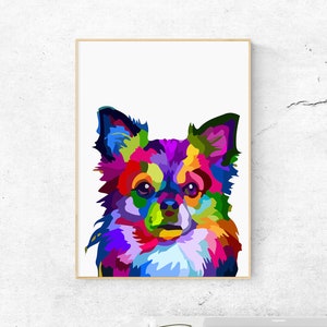 Colorful Geometric Pomeranian Dog Print Digital Download, Pom Pom Wall Art, Printable Art, Large Wall Pomeranian Poster, Pom Pom Gifts