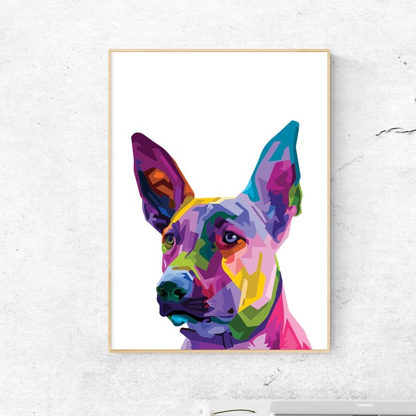 Colorful Belgian Malinois Dog Pop Art Illustration, Printable Wall Art, Malinois Dog, Watercolor Malinois, Malinois Poster, Malinois Art