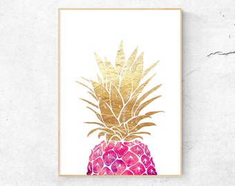 Pineapple Print, Fruit Print, Tropical Decor, Pineapple Wall Art, Pineapple Decor, Fruit Wall Art, Pineapple Printable, Pineapple Poster Art