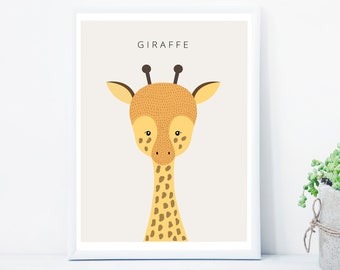 Gender Neutral Giraffe Nursery Digital Download, Baby Girl Boy Nursery Print, Printable Digital Art, Baby Room Decor, Giraffe Nursery Decor