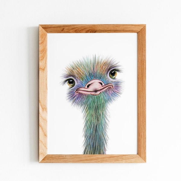 Ostrich Print, Baby Animal Nursery Prints, Africa Safari Animals, Nursery Wall Art, Ostrich Photo, Nursery Decor, Kids Room Printable Art