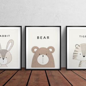 Cute Bear Nursery Decoration Digital Download, Nursery Print, Printable Digital Art, Baby Room Decor, Bear Nursery Art, Brown Bear Print image 6