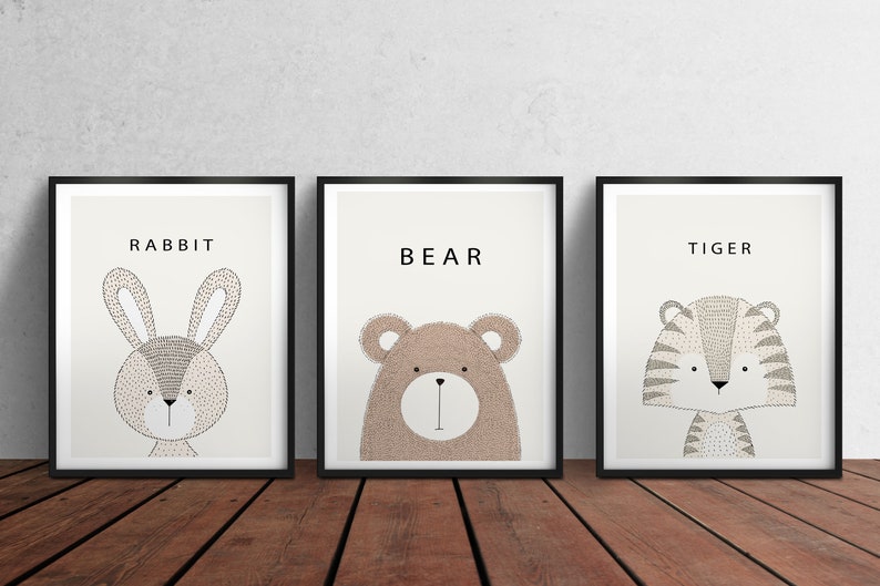 Cute Bear Nursery Decoration Digital Download, Nursery Print, Printable Digital Art, Baby Room Decor, Bear Nursery Art, Brown Bear Print image 6