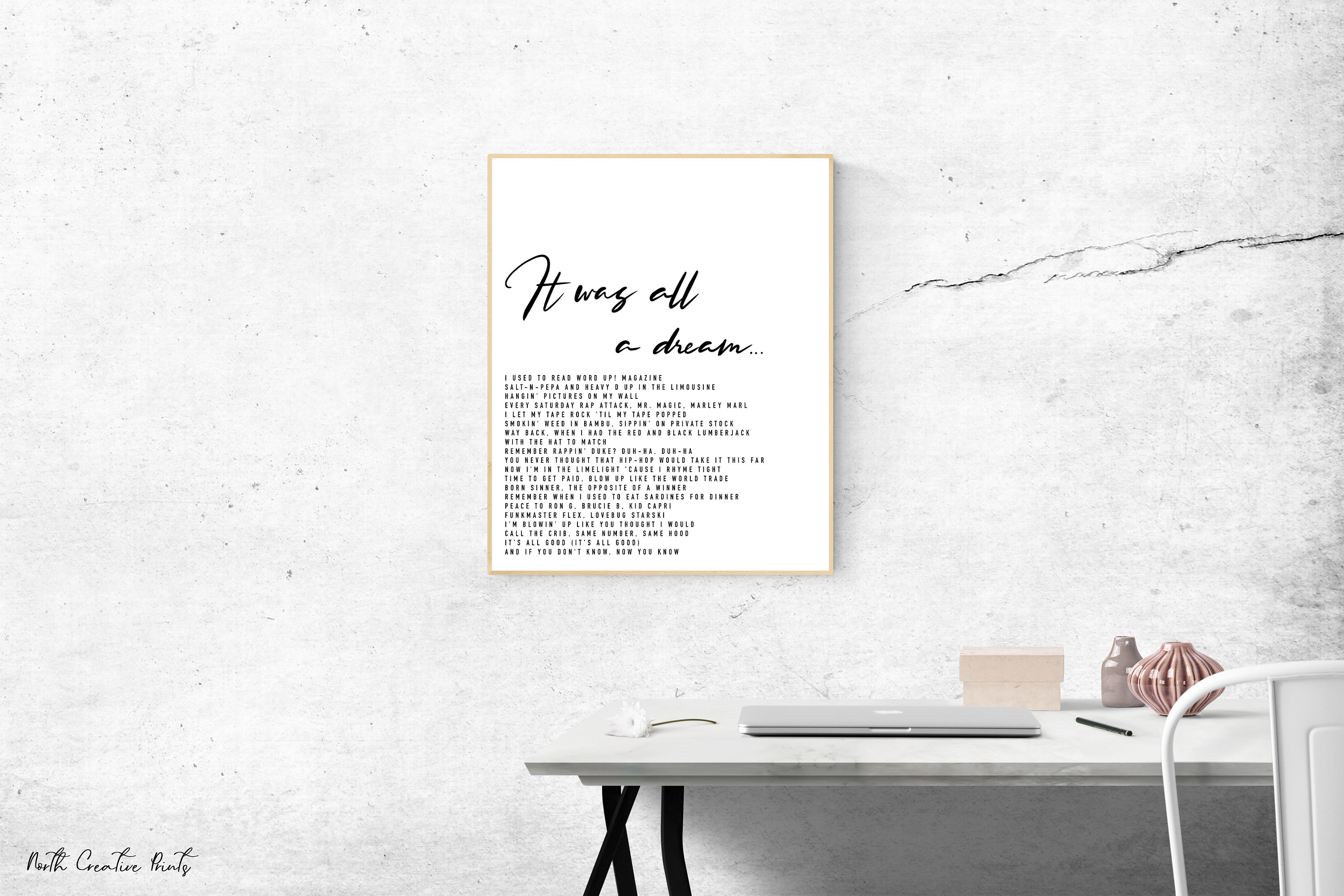 It Was All A Dream Wall Print Hip Hop Lyrics Print Biggie | Etsy