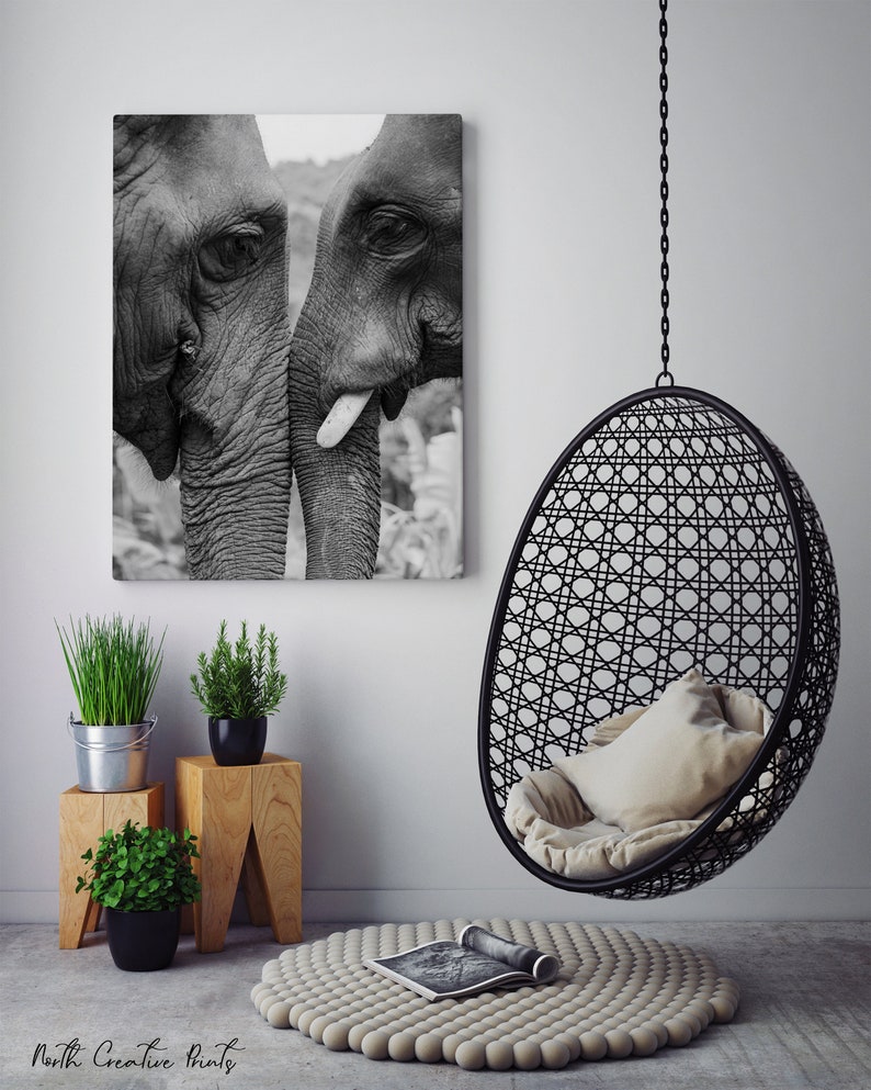 Elephant Print Black and White Printable Wall Art Digital Etsy Canada