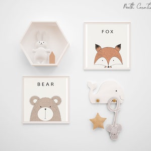 Cute Bear Nursery Decoration Digital Download, Nursery Print, Printable Digital Art, Baby Room Decor, Bear Nursery Art, Brown Bear Print image 2