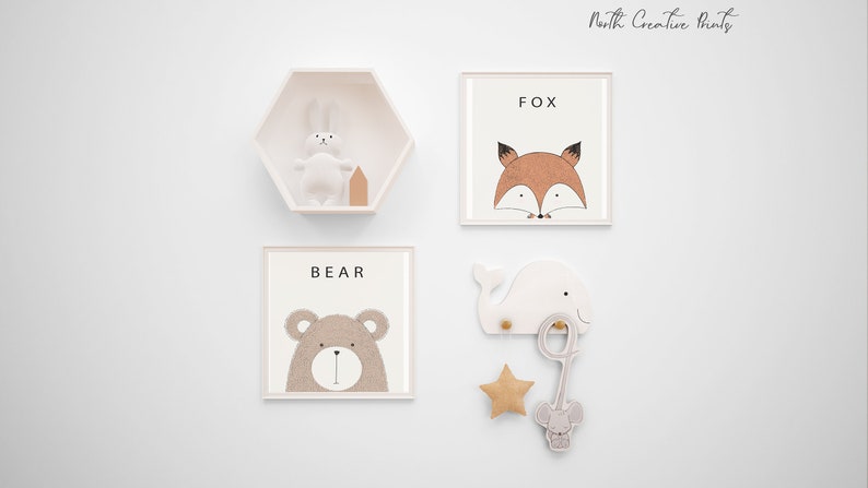 Cute Bear Nursery Decoration Digital Download, Nursery Print, Printable Digital Art, Baby Room Decor, Bear Nursery Art, Brown Bear Print image 2