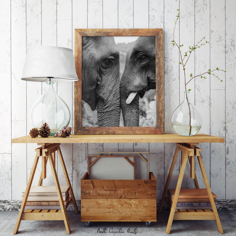 Elephant Print Black and White Printable Wall Art Digital Etsy Canada