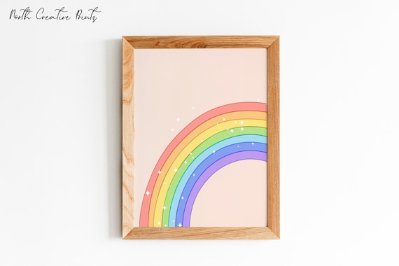 Pastel Rainbow Decor Instant Download, Rainbow Art Print, Girl Wall Art,  Rainbow Girl Room Decor, Nursery Wall Art, Nursery Room Decor 