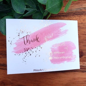 Foiled, Thank You Cards, business swag, package inserts, customer thanks, social media advertising