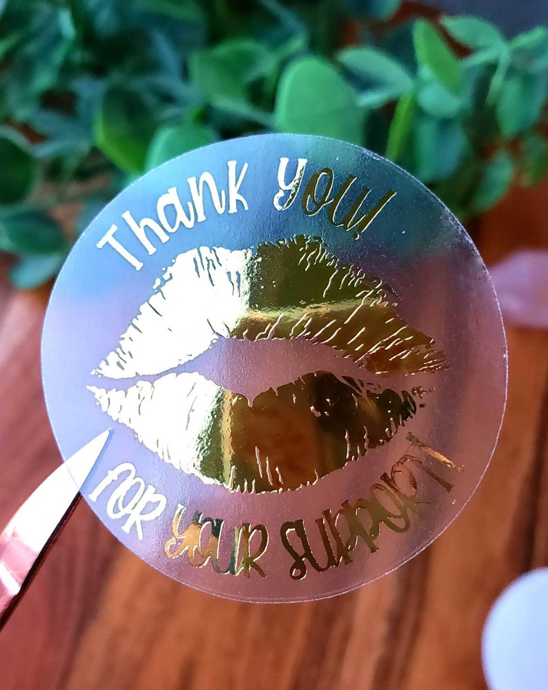 Lips Thank You Stickers Lip Gloss Package Lip Gloss Labels Etsy