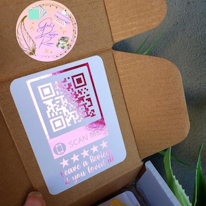 Foiled QR Code Stickers: Small Business Review Stickers