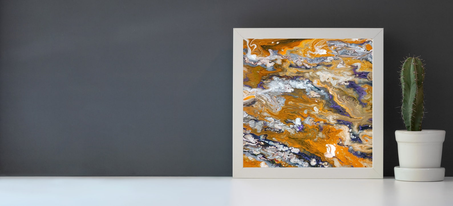 Sand Acrylic on Stretched Canvas Pouring Painting Orange Etsy Norway