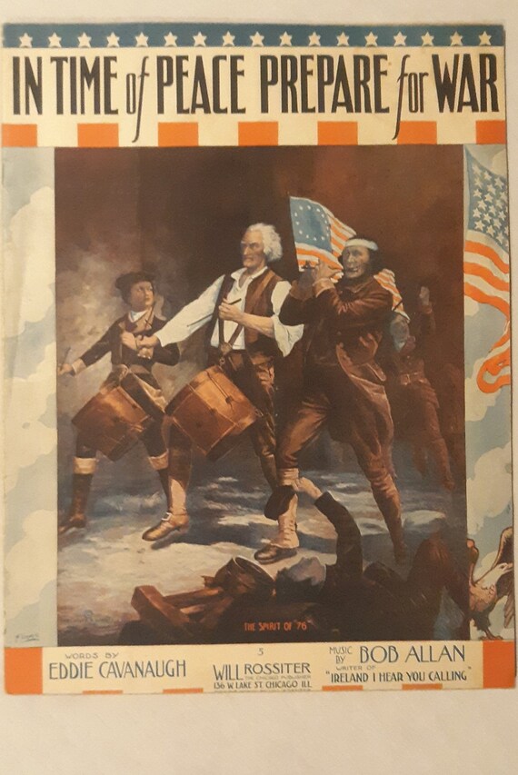 In time of peace prepare for war world war 1 sheet music etsy