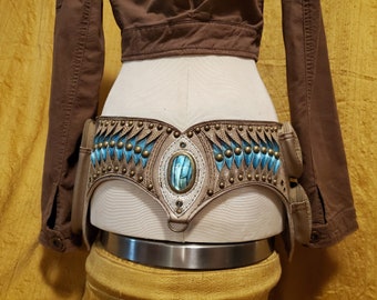 Golden Kiss Leather Utility Belt, for festivals, bikers, biker bags, burning man, and adventures
