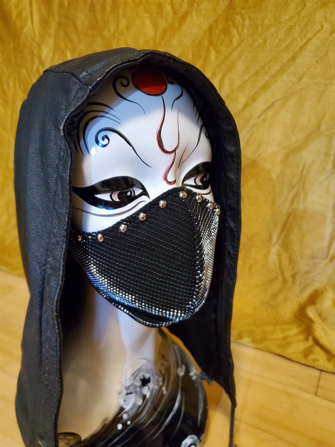 Studded Silver Metallic Dark Elf Face Mask Etsy