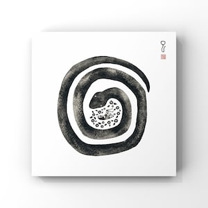 Serpente / Zodiaco cinese / Acquerello/Arte surreale / Stampa di illustrazioni murali / Firmato dall'artista / 20 cm x 20 cm / 25 cm x 25 cm